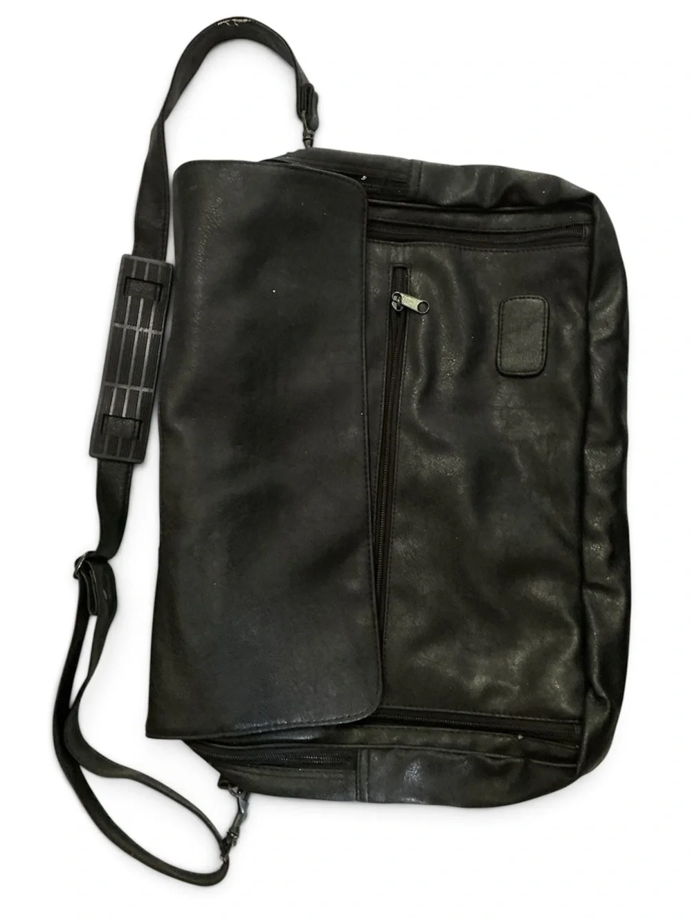 Men's Black Leather Messenger Bag - Classic Carry Computer Bag
